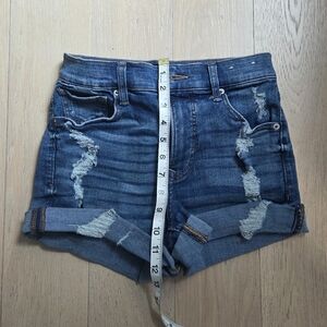 Express Blue Distressed Jean Shorts